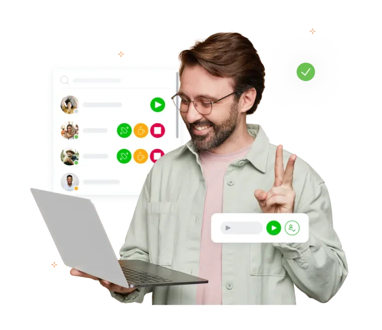 Remote employee tracking time on a laptop