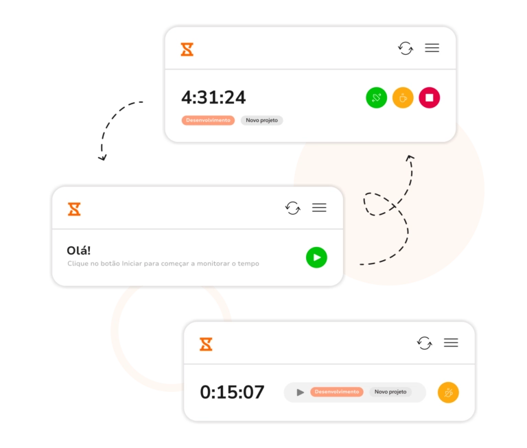 Registrando entrada, pausas e saída com a extensão de controle de horas para o Chrome