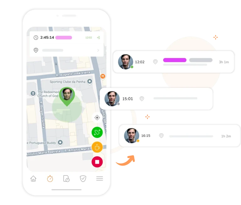 registros de presença com localização
