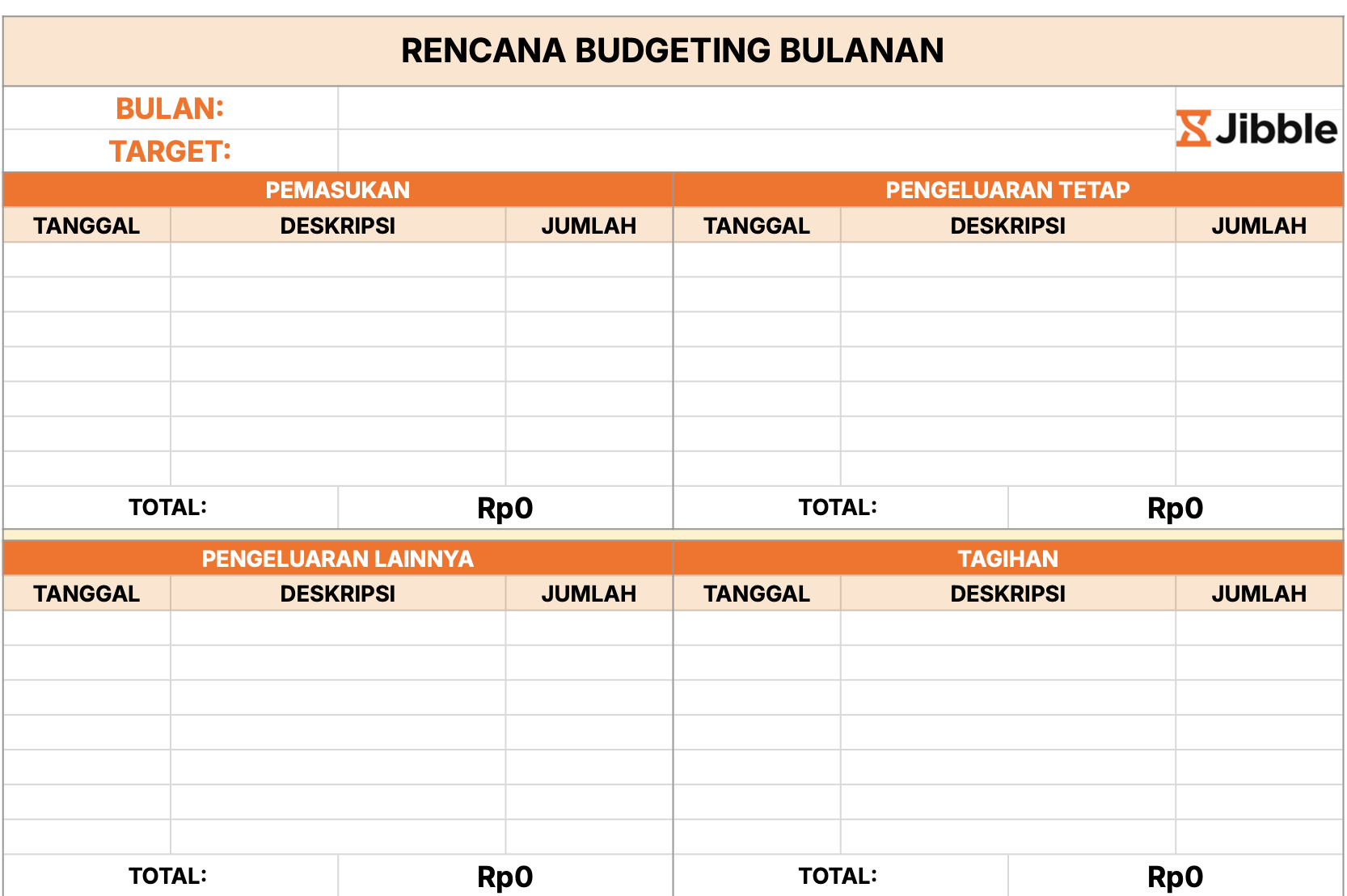 Contoh budgeting bulanan
