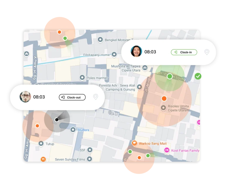 Clock in dan clock out berdasarkan geofence