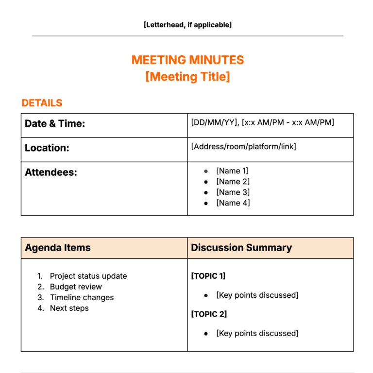 Meeting Minutes Template