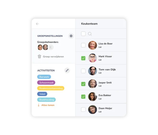 Werknemers organiseren in teams en groepen in de Jibble-tijdregistratiesoftware