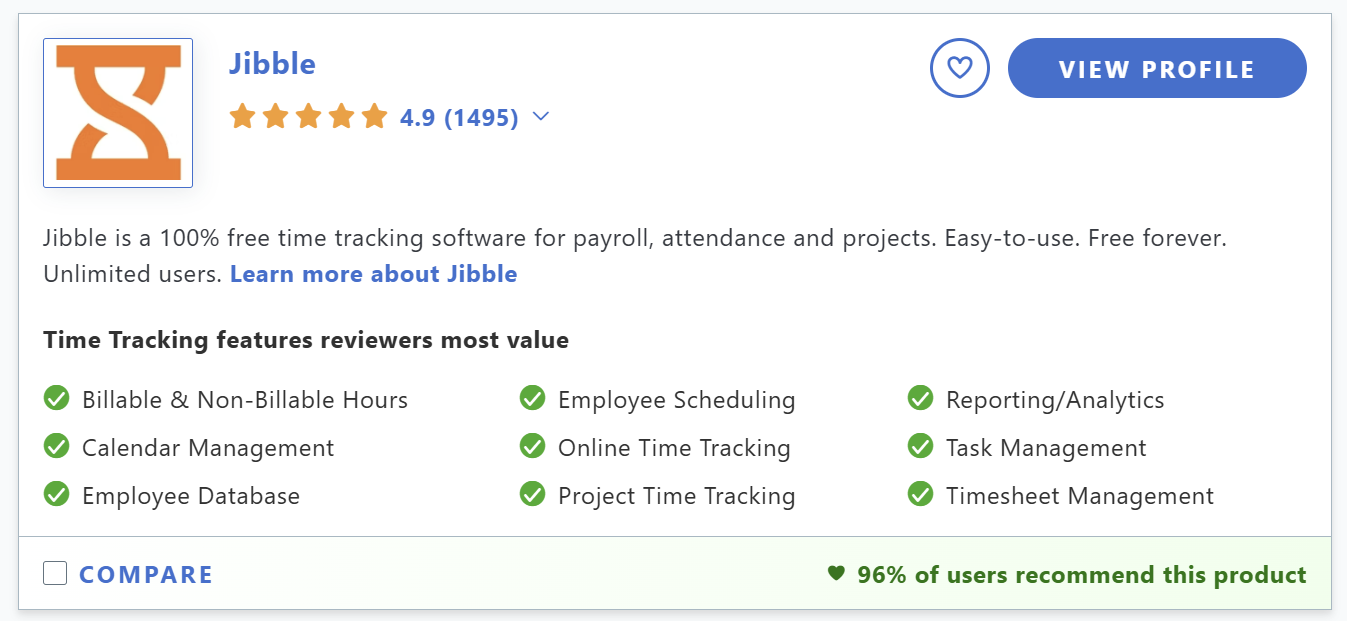 Jibble se sitúa como el software para fichar más recomendado en Capterra en 2025