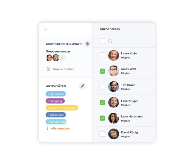 Organisation von Mitarbeitern in Teams und Gruppen in der Zeiterfassungssoftware Jibble
