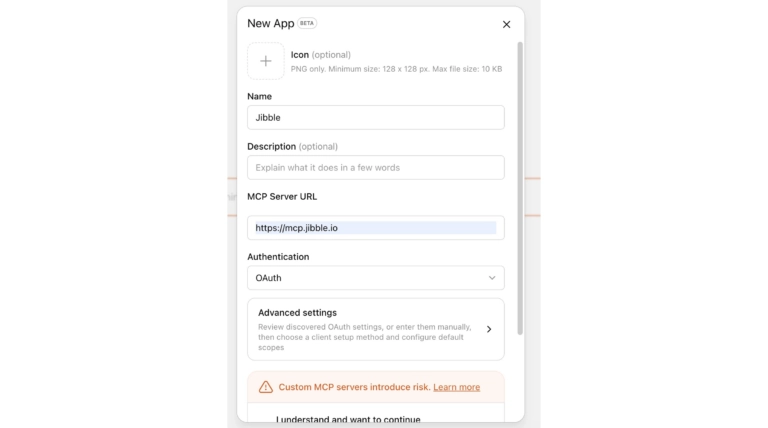 Confirm and create the app in pop-up window