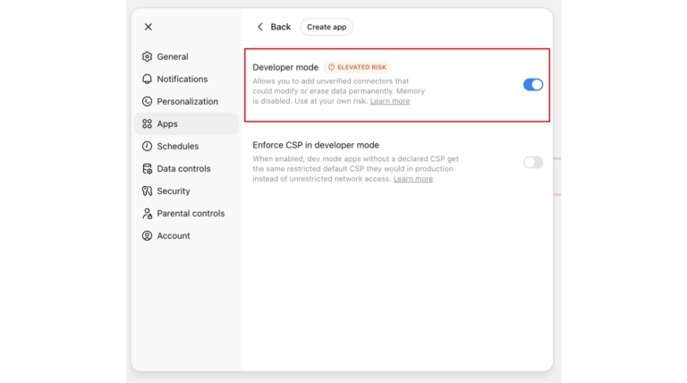 Enabling developer mode for ChatGPT