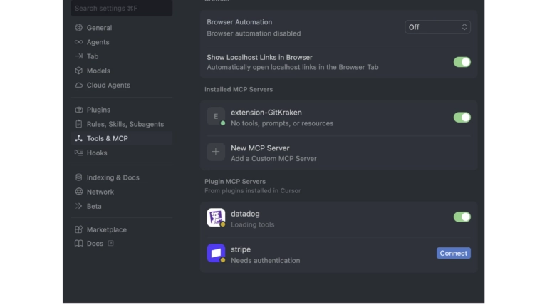 New MCP Server button under Tools & MCP