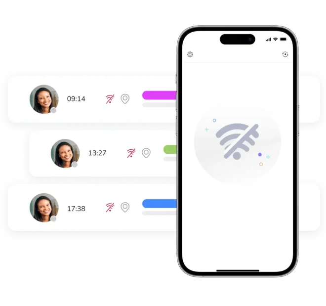 Jibbleのタイムトラッキングアプリは、モバイルでインターネット接続がない状態でも出勤打刻を記録できます