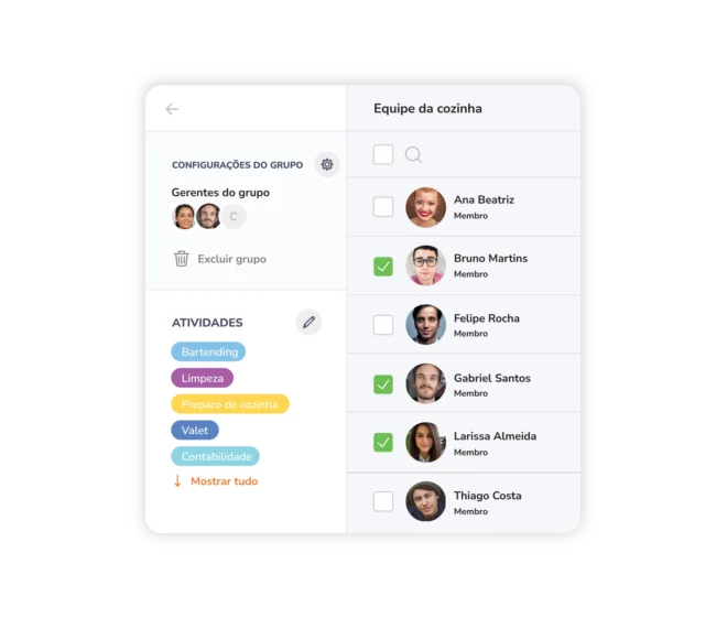 Organizando os funcionários em equipes e grupos no software de controle de horas do Jibble