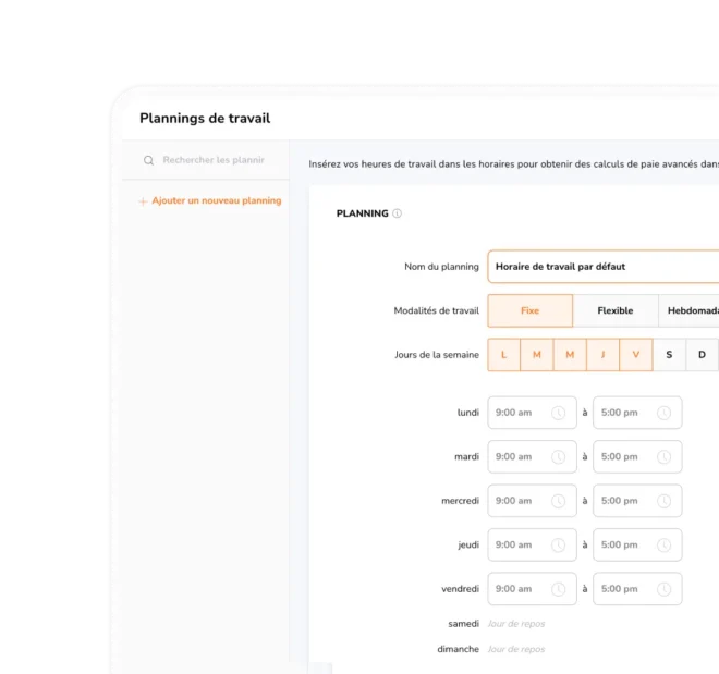 Création et publication des plannings de travail des employés