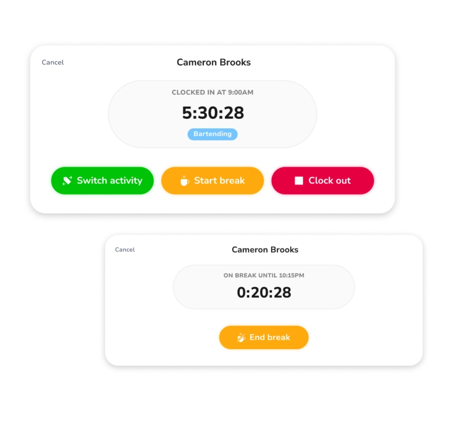 Clock in and out on any device