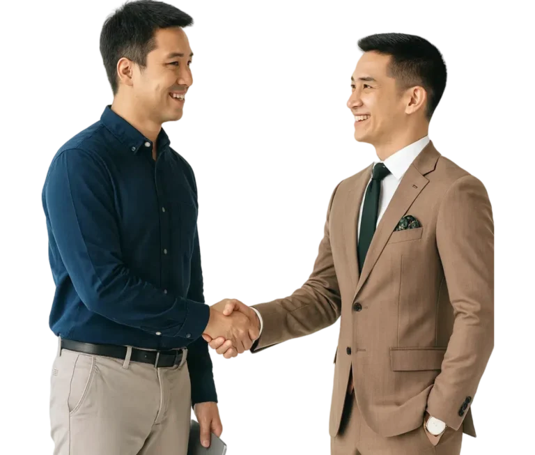 dua orang pria berjabat tangan