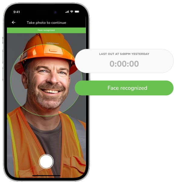 Face recognition clock-in for a construction worker on site